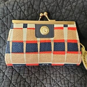 Spartina 449 Plaid Clutch with Gold Trim